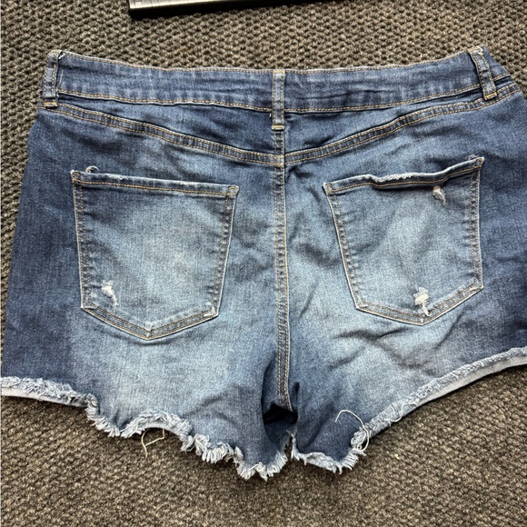 Rewash Frayed Denim Blue Shorts - Picture 6 of 6